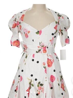For Love & Lemons White Floral Polka Dot Midi Dress